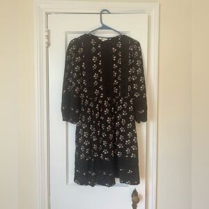 HP! ✨ Boutique Black Floral Eyelet Midi Dress – Made in India - Size 4